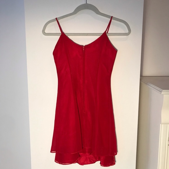 Vintage Red Shiny Mini Dress - Picture 4 of 7